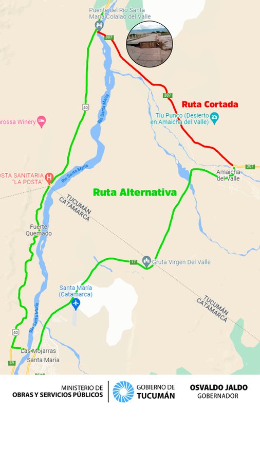 Interrumpen el tránsito en el “Puente de Quilmes” por la crecida del río Santa María