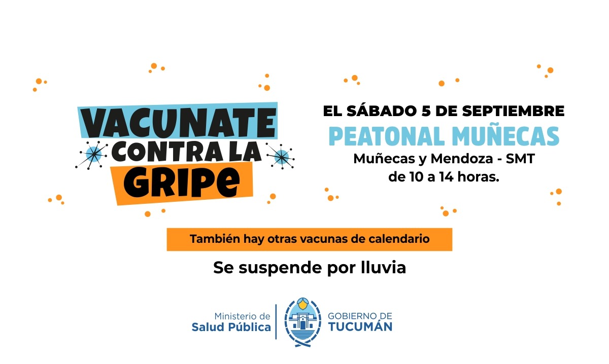 Nueva jornada de vacunación contra la Gripe, este sábado en Peatonal Muñecas