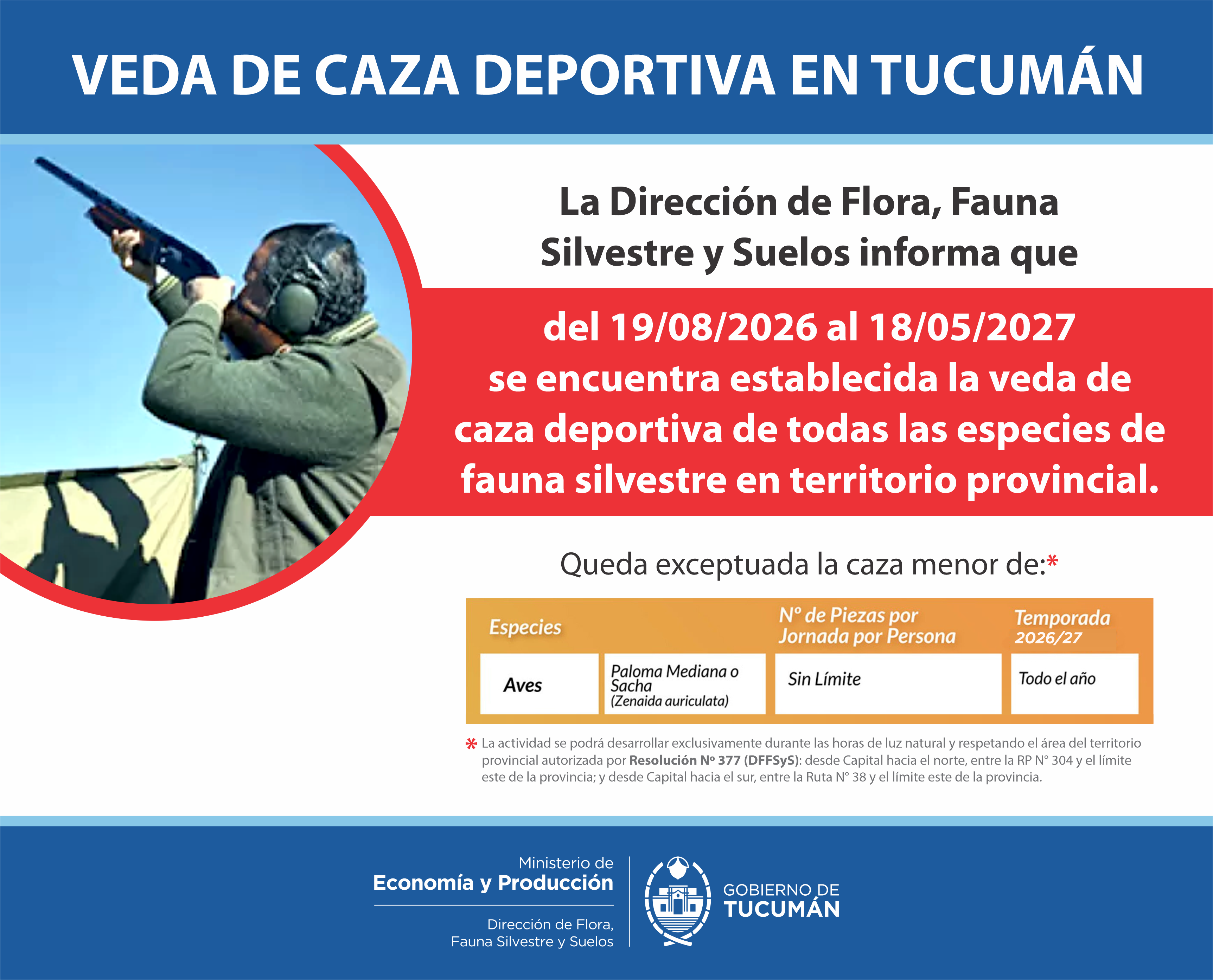 Veda de caza deportiva en Tucumán