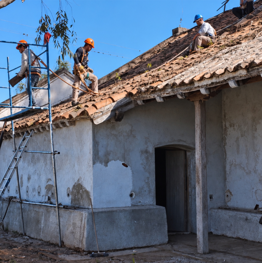 Detalle de los trabajos en la capilla